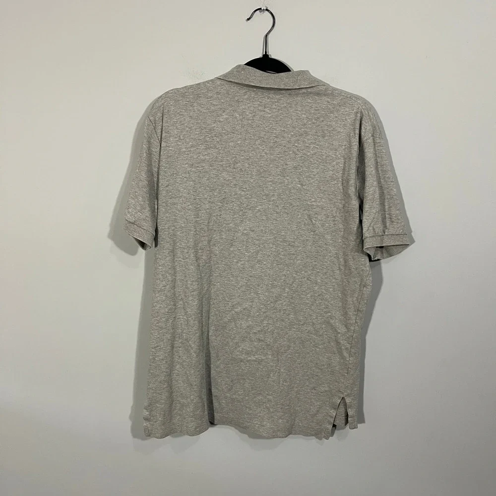 Polo Ralph Lauren Mens Medium Gray Short Sleeve Cotton Polo Shirt Navy Pony Logo